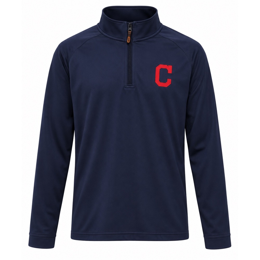 CBUK Cutter Buck Cleveland Indians Quarter Zip Pullover Mens Large Navy Blue MLB